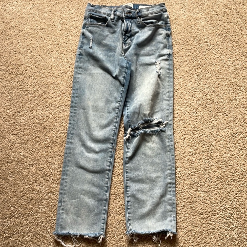 Kensie The Slim Jeans Sz 4/27 Vintage Lux High Rise Distressed Straight Leg